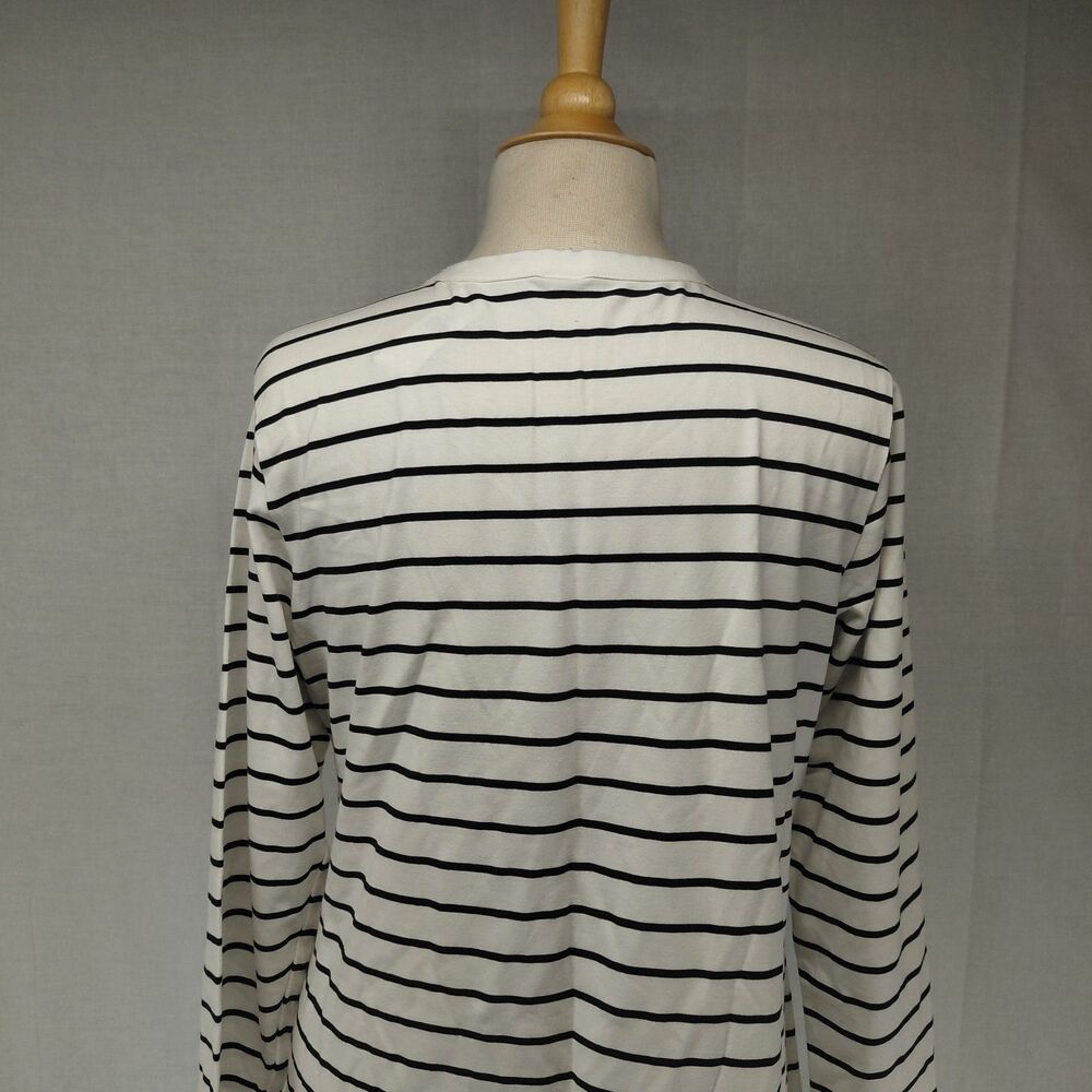 NWT Old Navy LS Knee Length Crew Neck T-Shirt Dress White w/ Black Stripe Sz XL - Picture 5 of 8
